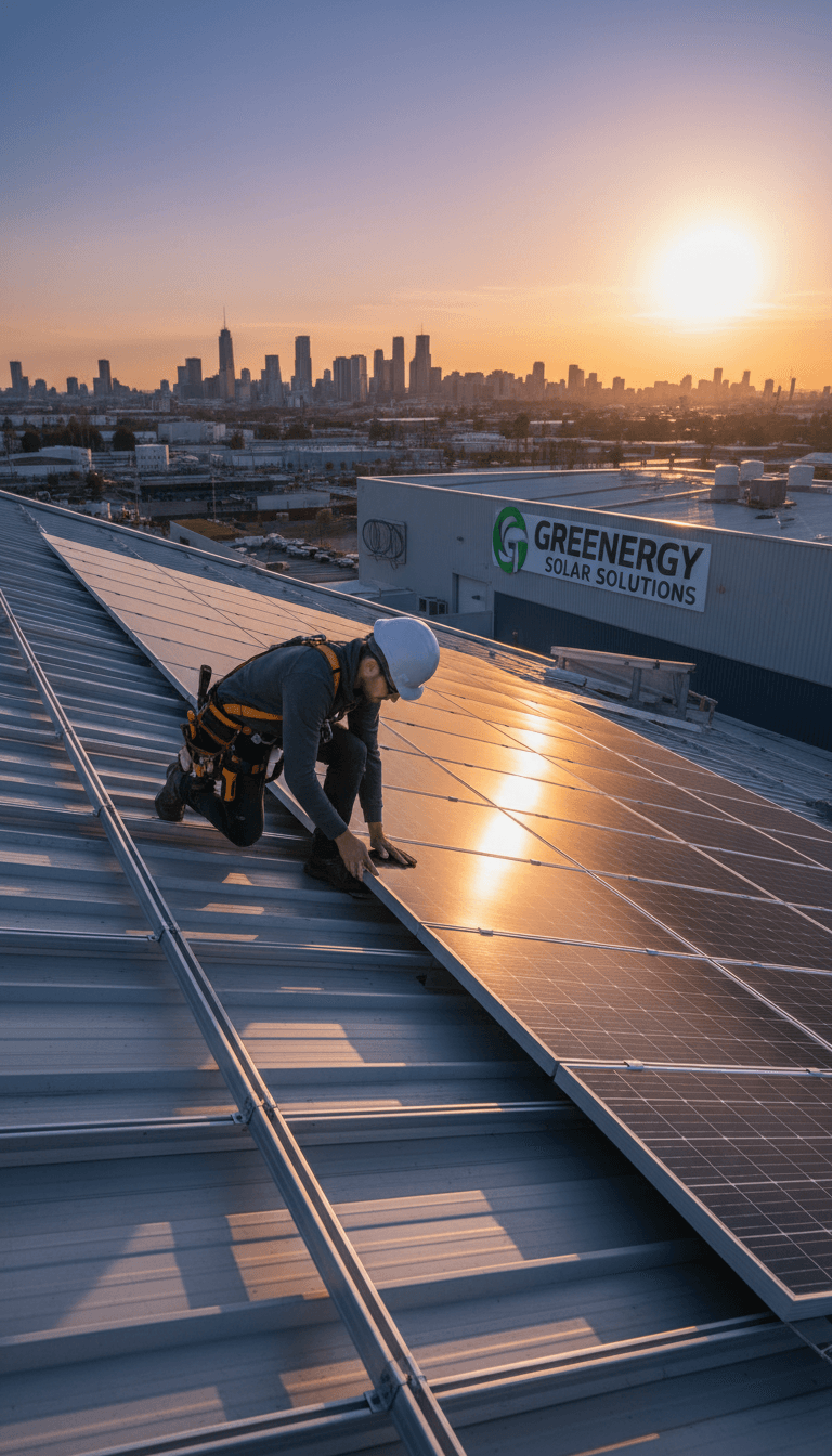 Commercial solar installation by trained technician